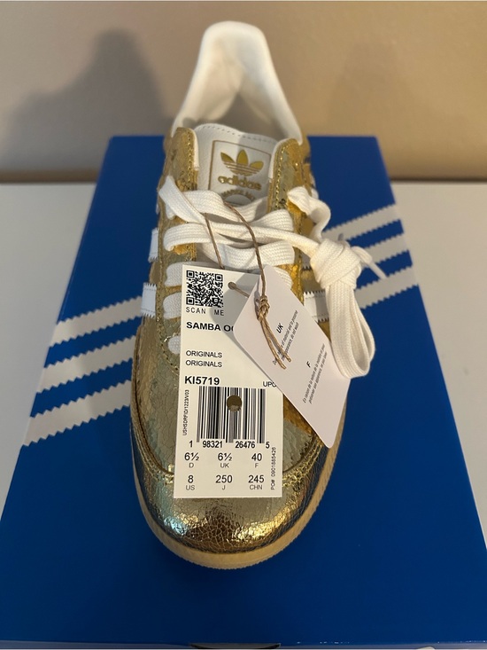 adidas Shoes - adidas Samba OG Metallic Gold Sneakers with White Stripes